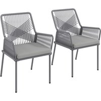 Outsunny - 2er Set Gartenstuhl Rattan Gartenmöbel mit Armlehne Rückenlehne abnehmbar Sitzkissen wetterfest Outdoor Essstühle Gartenstühle Balkonstuhl von Outsunny