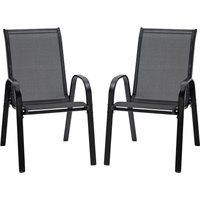 2er Set Gartenstuhl mit Armlehne Essstühle Garten Metall Mesh-Gewebe Schwarz 70x54x90cm 2er Set Gartenstuhl mit Armlehne Essstühle Garten Metall Mesh-Gewebe Schwarz 70x54x90cm von Outsunny