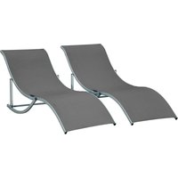 Outsunny - 2er Set Sonnenliege Gartenliegen Stoffliege Relaxliege ergonomisch Aluminium Texteline Dunkelgrau 165 x 61 x 63 cm von Outsunny