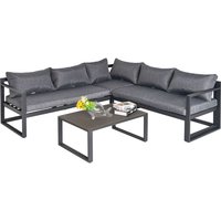 3-tlg. Gartengarnitur 4-stufig verstellbar mit Beistelltisch Sofa mit Kissen Outdoor Grau von Outsunny