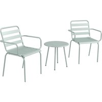 3tlg. Gartenmöbel Set, Bistroset mit 1 Couchtisch 2 Stapelbaren Stühlen von Outsunny