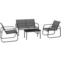 4-tlg. Gartenmöbel-Set, Gartengarnitur mit 1 Zweisitzer, 2 Stühlen, 1 Couchtisch von Outsunny