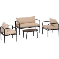4-tlg. Gartenmöbel-Set Gartengarnitur mit Sessel Couchtisch Zweisitzer von Outsunny