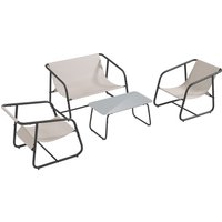 4-tlg. Gartenmöbel-Set Sitzgruppe mit 2 Sesseln Zweisitzer  Couchtisch von Outsunny