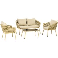 4 tlg. Gartenmöbel-Set mit 1 Couchtisch 2 Sesseln 1 Doppelsofa von Outsunny