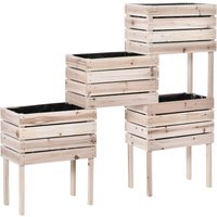 4 tlg. Hochbeet aus Holz 4 Kombinationsmodi Blumenkasten Garten Natur von Outsunny