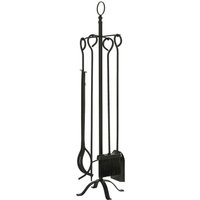5-teiliges Kamingarnitur Kamin Garnitur Set Kaminbesteck Metall Schwarz 20 x 20 x 82,5 cm von Outsunny