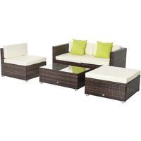 5-tlg. Polyrattan Gartenmöbel Set Sitzgruppe Loungeset Loungemöbel mit Beistelltisch Kissen Braun 5-tlg. Polyrattan Gartenmöbel Set Sitzgruppe Loungeset Loungemöbel mit Beistelltisch Kissen Braun von Outsunny