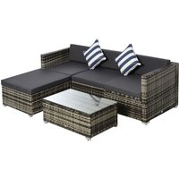 5-tlg. Polyrattan Gartenmöbel Set Sitzgruppe Loungeset Loungemöbel mit Beistelltisch Kissen Grau 5-tlg. Polyrattan Gartenmöbel Set Sitzgruppe Loungeset Loungemöbel mit Beistelltisch Kissen Grau von Outsunny