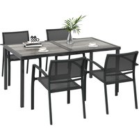 5 tlg. Sitzgruppe Gartenmöbel-Set, Gartengarnitur mit 1 Esstisch, 4 Stühlen Grau von Outsunny