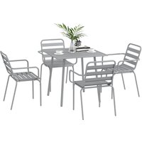 5 tlg. Sitzgruppe Gartenmöbel-Set Sitzgarnitur mit 1 Esstisch 4 Stühlen von Outsunny