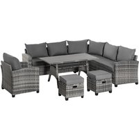 Outsunny - 7-tlg. Luxus Polyrattan Gartenmöbel Set Gartengarnitur Garten-Set Sitzgruppe Loungeset Loungemöbel mit Beistelltisch Sitzkissen Grau - Grau von Outsunny