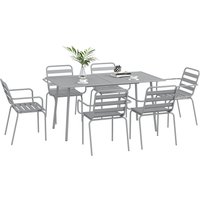 7 tlg. Sitzgruppe Gartenmöbel-Set Sitzgarnitur mit 1 Esstisch 6 Stühlen von Outsunny
