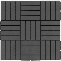 9er Set Terassenfliesen Balkon Patio 30x30 cm Bodenbelag Innen Außen Kunststoff Schwarz von Outsunny