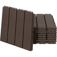 9er Set Terassenfliesen Balkon 30x30 cm Garten-Klickfliese Bodenbelag Innen Außen Kunststoff Braun von Outsunny