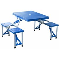 Outsunny - Alu Campingtisch Picknick Bank Sitzgruppe Gartentisch mit 4 Sitzen klappbar Blau 135,5 x 84,5x 66 cm - Blau von Outsunny