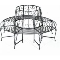 Outsunny - Baumbank Rundbank 360° Gartenbank Sitzbank Baumbänke Metall ∅160cm - Silber von Outsunny