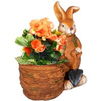 Blumentopf, Pflanztopf, mit "Hase mit Weidenkorb" Design, für Garten von Outsunny