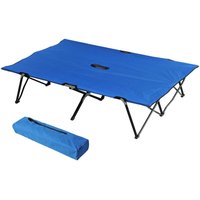 Outsunny - Campingbett Klappbar für 2 Personen Feldbett Klappbett mit Tragetasche bis 136 kg belastbar Stahl Oxford Blau+Schwarz 193 x 125 x 40 cm von Outsunny