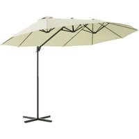 Outsunny - Sonnenschirm Doppelsonnenschirm Oval 445x260cm Ampelschirm mit Kurbel Schirmständer Gartenschirm Kurbelschirm, Marktschirm für Garten von Outsunny