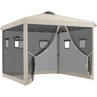 Faltpavillon ca. 3x3m Pavillon mit 4 Netzvorhängen, Gartenpavillon mit UV-Schutz von Outsunny