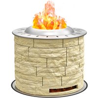 Outsunny - Rauchfreie Feuerschale, Feuerstelle, Holz brennender Feuerkorb Tischfeuer mit Bodenschutzmatte für Garten, Camping, Terrasse, Stahl, MgO, von Outsunny