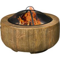 Feuerschale Feuerstelle mit Deckel Feuerkorb mit Schürhaken von Outsunny