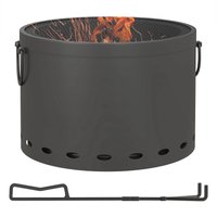 Feuerstelle Ø38cm Rauchfrei Holzfeuerschale mit Schürhaken Funkenschutz von Outsunny