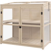 Frühbeet aus Holz Gewächshaus 2-Stufiges Treibhaus mit Doppeltür, Natur von Outsunny
