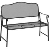 Gartenbank 2-Sitzer Parkbank Sitzbank Terrassenbank bis 220 kg belastbar mit Rückenlehnen Metall Schwarz 113 x 58 x 98 cm - Outsunny von Outsunny