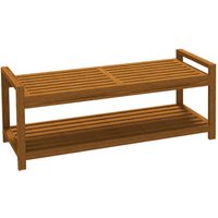 Gartenbank Sitzbank mit Armlehne Holzbank mit Ablage für Balkon, Teak von Outsunny