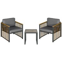 Gartenmöbel-Set 3-tlg., Bistro-Set inkl. Couchtisch, 2 Stühle Grau von Outsunny