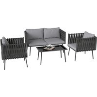 Outsunny - Gartenmöbel Set 4 Personen wetterfest Balkonmöbel-Set mit 2er Sofa, Sessel Glastisch Sitzkissen Outdoor Sitzgruppe Gartengarnitur Outsunny - Gartenmöbel Set 4 Personen wetterfest Balkonmöbel-Set mit 2er Sofa, Sessel Glastisch Sitzkissen Outdoor Sitzgruppe Gartengarnitur von Outsunny