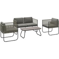 Gartenmöbel Set aus Polyrattan Lounge-Set mit Sofa Sessel Tisch Kissen wetterfest Sitzgruppe für 4 Personen Balkonmöbel Set Gartenlounge von Outsunny