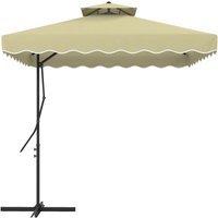 Gartenschirm, Ampelschirm, dekorativer Rand, Lüftungsdach, Metallgestell, 2,4x2,4x2,6m, Beige - Beige von Outsunny