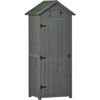Gartenschrank Geräteschuppen mit Fachböden Asphaltdach Holz Grau Gartenschrank Geräteschuppen mit Fachböden Asphaltdach Holz Grau von Outsunny