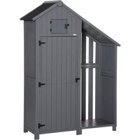 Gartenschrank Holz Geräteschuppen Geräteschrank Tannenholz Grau+Schwarz von Outsunny