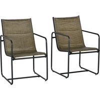 Gartenstühle 2er-Set, Gartensessel Set mit Armlehne Terrassenstuhl Mesh von Outsunny