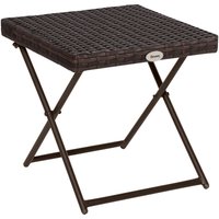 Beistelltisch aus Polyrattan klappbar Kaffeetisch Couchtisch Tablett Balkontisch Gartentisch Sofatisch Teetisch Gartenmöbel Rattantisch für Garten von Outsunny