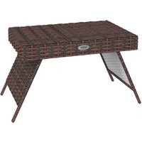 Gartentisch Outdoor-Couchtisch Outdoor-Beistelltisch, PE-Rattan, wetterbeständig, 60 cm x 41 cm x 41 cm, Braun - Braun von Outsunny