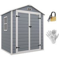 Gerätehaus mit Pultdach 183 x 134 cm Gartenhaus mit Fenster für Garten Grau von Outsunny