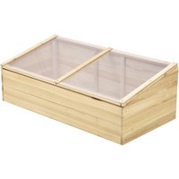 Gewächshaus Holz Frühbeet Frühbeetkasten Natur Tanne PC-Platte 100 x 50 x 35 cm von Outsunny