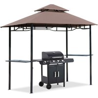 Grillpavillon Gartenzelt Grill Pavillon Doppeldach 2,55m Kaffeebraun von Outsunny