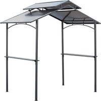 Grillpavillon mit Flammschutzdach 2,5 x 1,5m BBQ-Pavillon Stahl PC von Outsunny