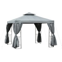 HOMCOM 3x3m Doppeldach Partyzelt wasserdicht mit UV-Schutz aus Metall & Polyester in Dunkelgrau für Gartenpartys   Aosom.de von Outsunny