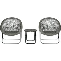 HOMCOM Klappbare Gartengarnitur Balkonset mit Couchtisch & 2 Stühlen, inkl. Kissen, Stahl grau für Terrasse & Garten   Aosom.de von Outsunny