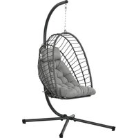 Hängesessel Hängestuhl Rattan Schaukelkorb bis zu 100 kg, Hellgrau Hängesessel Hängestuhl Rattan Schaukelkorb bis zu 100 kg, Hellgrau von Outsunny