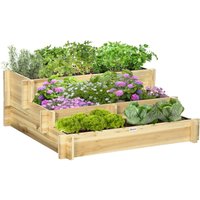 Hochbeet, 3-stufige Blumenkasten mit Stoffauskleidung von Outsunny