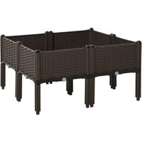 Hochbeet 4-teiliger Blumenkasten Braun 40 x 40 x 44 cm von Outsunny