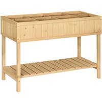 Hochbeet 6 Fächer Pflanztisch Blumenkasten Tannenholz Ablage + Abfluss von Outsunny